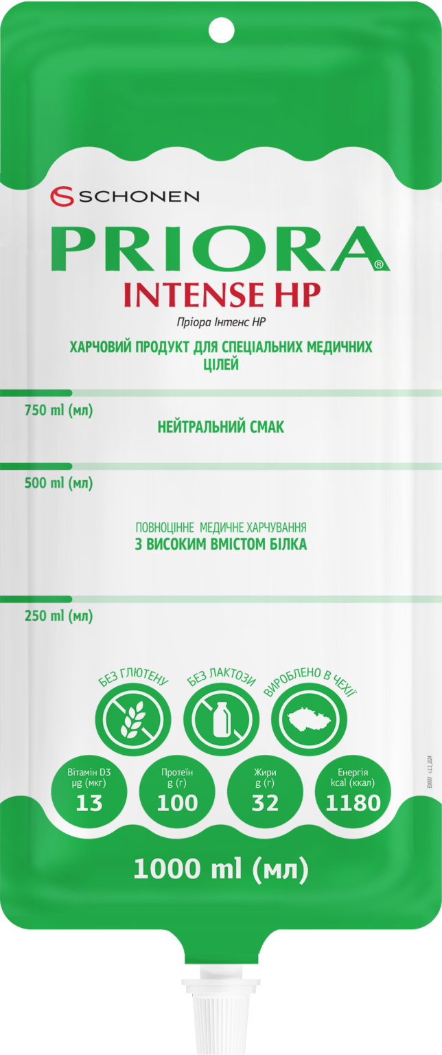 Харчовий продукт для спеціальних медичних цілей ПРІОРА ІНТЕНС НР/PRIORA® INTENSE HP з нейтральним смаком для дорослих та дітей віком від 3 років, 1000 ml (мл)